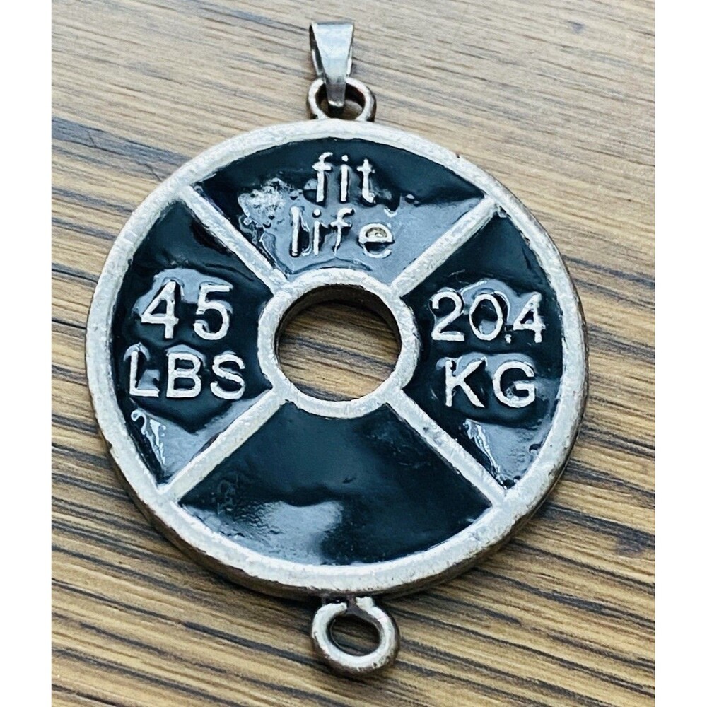 Dumbbell Pendant Charm Silver Plated 1.5”